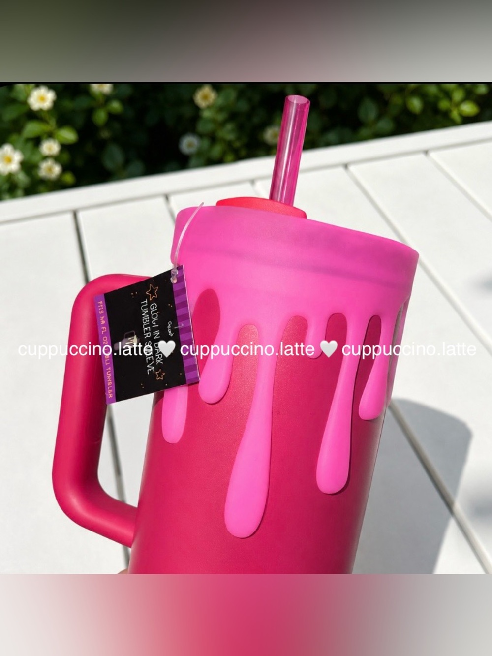 🩷NWT👻Target Glow in the Dark Neon Pink Slime Drip Silicone Tumbler Sleeve